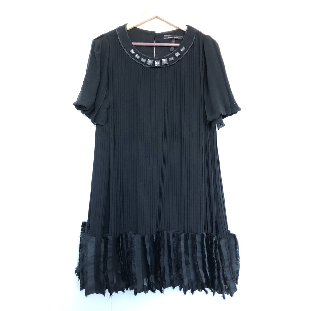 BCBG MaxAzria black ruffle mini cocktail dress